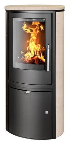 Печь-камин ABX Reno panorama, черная сталь, мокка крем с верхней плитой в Брянске